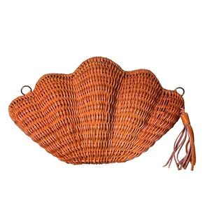 KAYU Jane Clam Clutch Burnt Orange Wicker